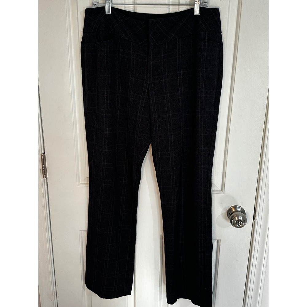 ELLE Women's Plaid Career Dress Pants Size 10 Gray Brown Wool Blend